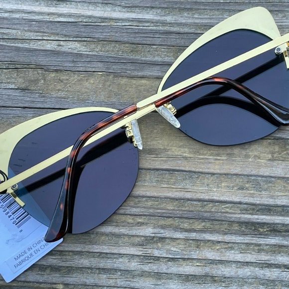 Leith Sunglasses Women Sunglasses UV Protect Gold Plated Cat Eyes Mirror Lenses - Picture 3 of 12